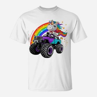Unicorn Monster Truck Girl Kids Birthday Party T-Shirt | Crazezy