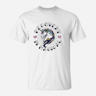 Unicorn Tattoo Art Recovery Is Magical Na Aa Sobriety Gift T-Shirt | Crazezy CA