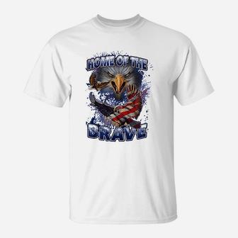 Usa Flag Eagle Home Of The Brave T-Shirt - Thegiftio