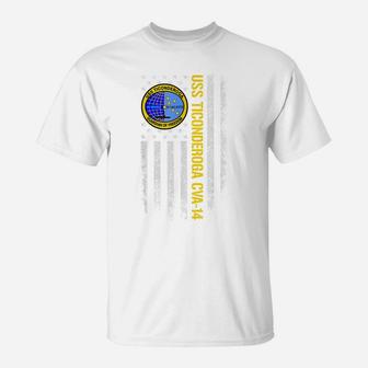 Uss Ticonderoga Cva-14 American Flag T-Shirt | Crazezy DE