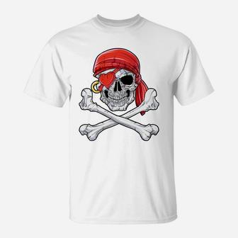 Valentines Day Pirate For Him Kids Boys Skull Gifts T-Shirt - Thegiftio