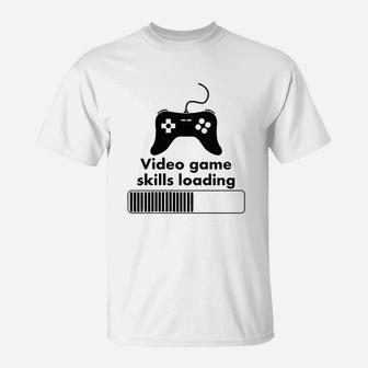 Video Game Skills Loading Funny Video Games Gaming T-Shirt - Thegiftio