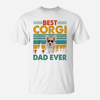 Vintag Retro Best Corgi Dog Dad Happy Father's Day Dog Lover T-Shirt | Crazezy CA