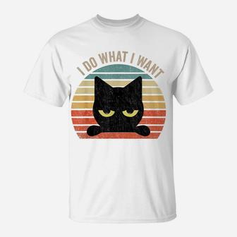 Vintage Black-Cat Lover, Retro Style Cats I Do What I Want T-Shirt | Crazezy DE
