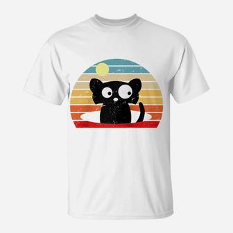 Vintage Black Cat Lover Retro Style Cats Raglan Baseball Tee T-Shirt | Crazezy UK