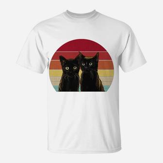 Vintage Black Cats Kitten Lover Graphic Retro Womens Mens T-Shirt | Crazezy AU