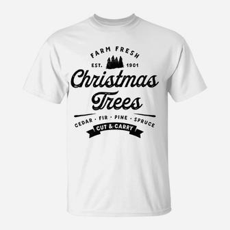 Vintage Festive Holiday Season Farm Fresh Christmas Trees T-Shirt | Crazezy
