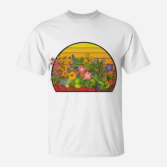 Vintage Inspired Flower Botanical Chart Plant Lover T-Shirt | Crazezy