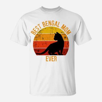 Vintage Retro Best Bengal Cat Mom Ever Fur Mamas T-Shirt | Crazezy DE