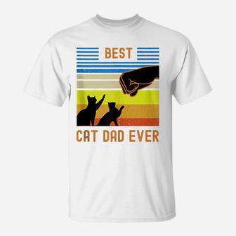 Vintage Retro Best Cat Dad Ever Fist Bump For Fur Daddies T-Shirt | Crazezy
