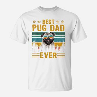 Vintage Retro Best Pug Dad Ever Dog Lover Father's Day T-Shirt | Crazezy