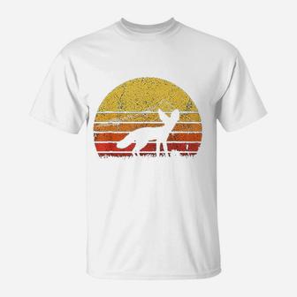 Vintage Retro Fennec Fox Silhouette Sunset Distressed Funny T-Shirt | Crazezy DE