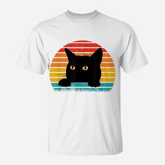 Vintage Retro Sunset Black Cats Lover Cat T-Shirt | Crazezy
