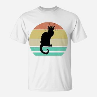 Vintage Retro Sunset Le Chat Noir Black Cat T-Shirt | Crazezy CA