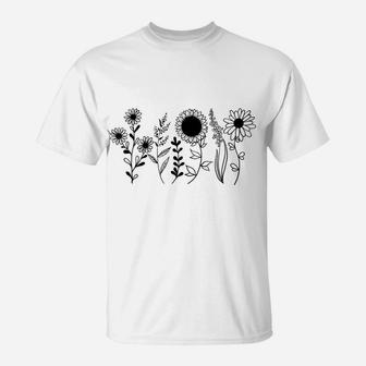 Vintage Wildflowers Flower Child Boho Peace Hippie Gift T-Shirt | Crazezy UK