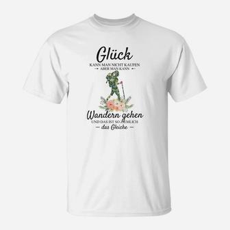 Wandernatur-Liebhaber T-Shirt: Glück durch Wandern Spruch - Seseable