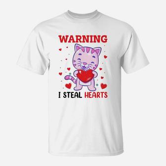 Warning I Steal Valentine Day Valentine Day Gift Happy Valentines Day T-Shirt - Seseable