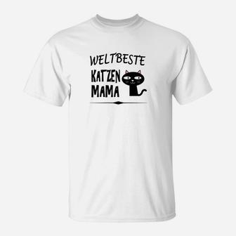 Weißes Damen T-Shirt mit Aufdruck Weltbeste Katzenmama und Katzenmotiv - Seseable