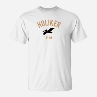 Weißes T-Shirt mit Holiker Alko Vogelmotiv, Lustiges Vogel Tee - Seseable