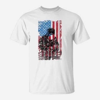 Welder American Flag Usa Patriotic Welder Job Distressed T-Shirt | Crazezy DE
