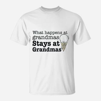 What Happens At Grandmas Stays And Grandmas Ice Cream T-Shirt | Crazezy UK