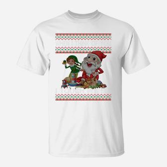 When I Think Of You I Touch My Elf Funny Ugly Christmas Sweatshirt T-Shirt | Crazezy