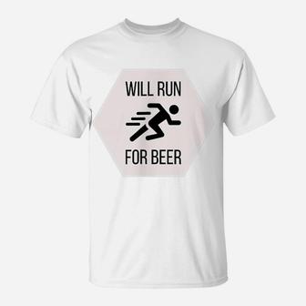 Will Run For Beer Funny Tshirt Race Marathon Shirt T-Shirt | Crazezy CA