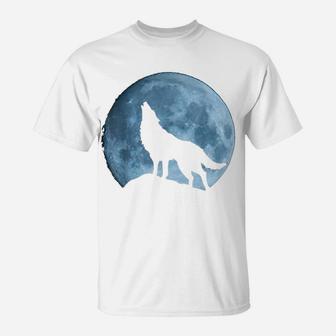 Wolf Shirt Full Moon Forest Howling Hunting Occult Men Women T-Shirt | Crazezy