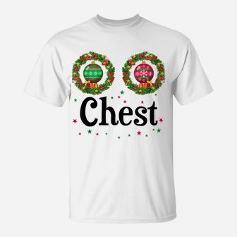 Women Chest Chestnuts Couple Costume Christmas Wreath T-Shirt | Crazezy