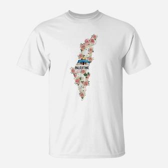 Women Girls Free Palestine Map Flower T-Shirt | Crazezy