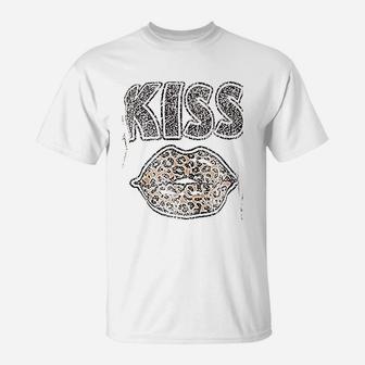 Women Leopard Kiss Lips T-Shirt | Crazezy DE