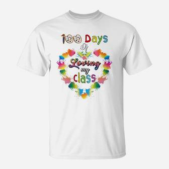 Womens 100 Days Of School Of Loving My Class Art Teacher Valentines T-Shirt | Crazezy CA