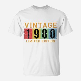 Womens 1980 Vintage Made Born 1980 Birthday Gifts For Men Women T-Shirt | Crazezy