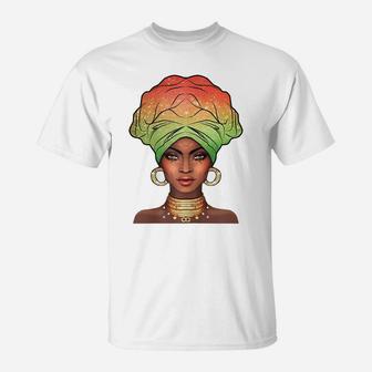 Womens Ankara African Queen Rasta Empress Black Girl Magic Melanin T-Shirt | Crazezy UK