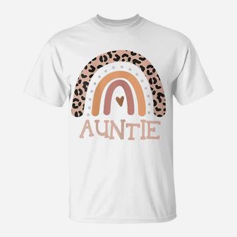 Womens Auntie Life Leopard Rainbow Cheetah Print Auntie Graphic T-Shirt | Crazezy