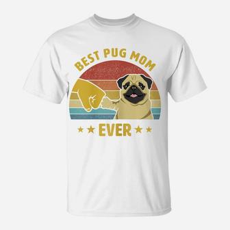 Womens Best Pug Mom Ever Proud Vintage Puppy Lover Pug Retro Design T-Shirt | Crazezy CA