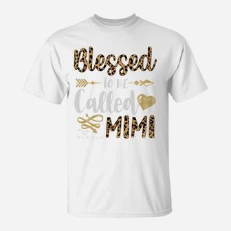 Womens Blessed To Be Called Mimi Cute Leopard Hearts Gifts T-Shirt | Crazezy