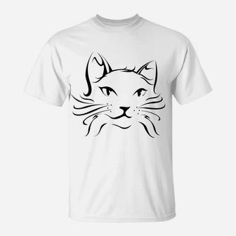Womens Cat Lovers, Cute Cat Face For Cat Moms Women Girls And Kids T-Shirt | Crazezy