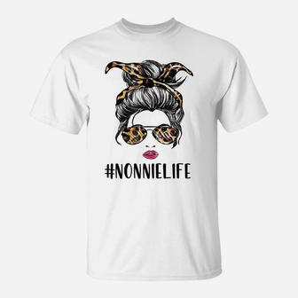 Womens Classy Nonnie Life With Leopard Pattern Shades Nonnielife T-Shirt | Crazezy