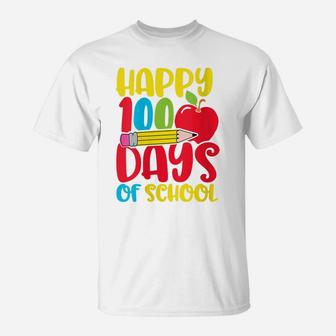 Womens Cute Happy 100 Days Of School - Teachers And Kids T-Shirt | Crazezy