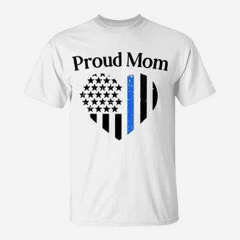 Womens Cute Proud Mom Law Enforcement Police Officer Cop Mama Gift T-Shirt | Crazezy DE