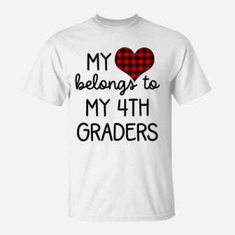 Womens Cute Sweet Valentines Day Gift Idea For 4Th Grade Teacher T-Shirt | Crazezy