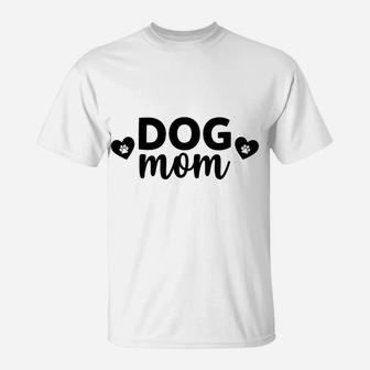 Womens Dog Mom With Heart Funny Cotton Dog Lovers Graphic Causal T T-Shirt | Crazezy