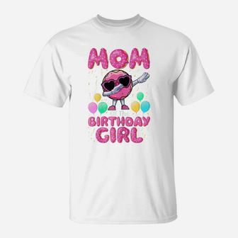 Womens Donut Mom Of The Birthday Girls Funny Dabbing Doughnut Donut T-Shirt | Crazezy