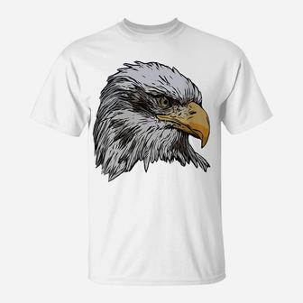 Womens Eagle Imprint American Bird Animal Retro Art Motif Bald T-Shirt | Crazezy
