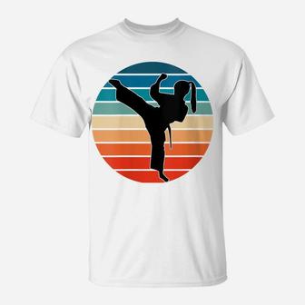 Womens Girls Martial Arts Gift - Karate Kickboxing Retro Design T-Shirt | Crazezy