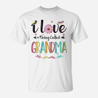 Womens I Love Being Called Grandma Daisy Flower For Mimi Nana Lover T-Shirt | Crazezy