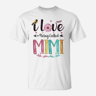 Womens I Love Being Called Mimi Daisy Flower For Grandma T-Shirt | Crazezy