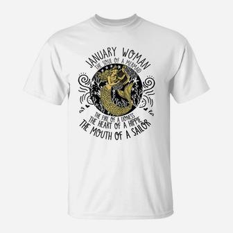 Womens January Girl The Soul Of A Mermaid January Birthday T-Shirt | Crazezy CA