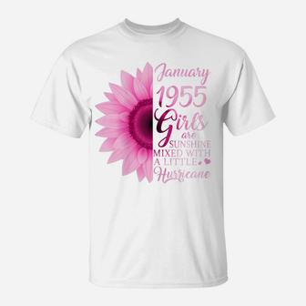 Womens January Girls 1955 Birthday Gift 66 Years Old Made In 1955 T-Shirt | Crazezy